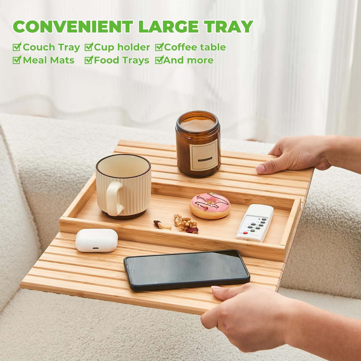 Removable Bamboo Sofa Armrest Tray-50% OFF TODAY ONLY