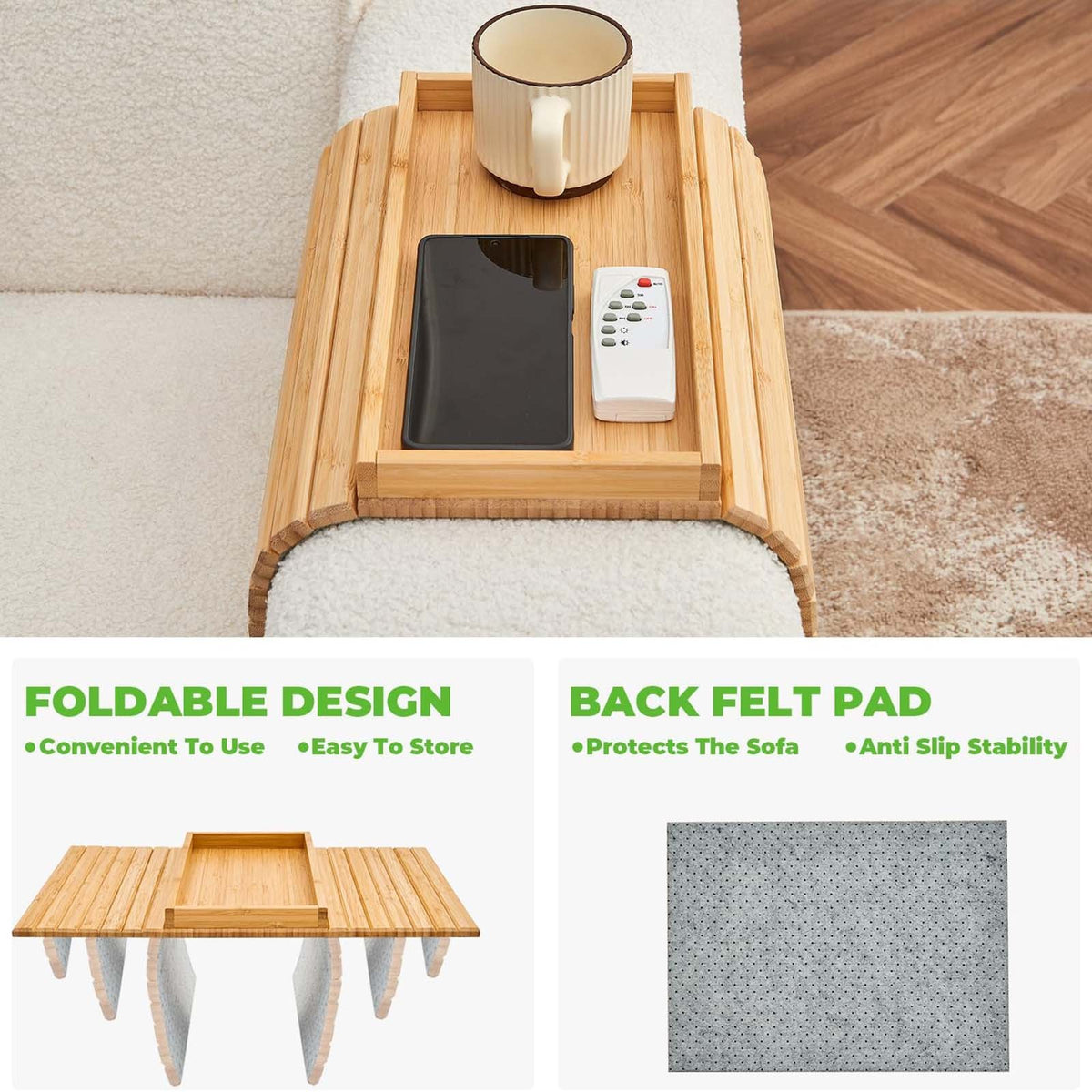 Removable Bamboo Sofa Armrest Tray-50% OFF TODAY ONLY